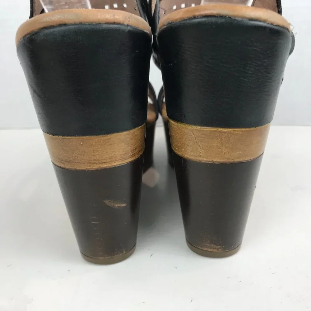 Musse & Cloud Dk Navy Strappy Platform Wedge US 8